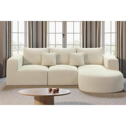 Hawthyhome Ecksofa mit Schlaffunktion, Cordstoff, Beige