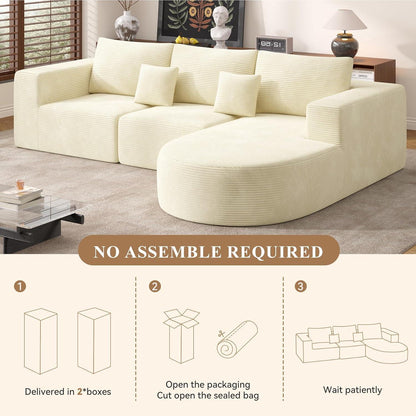 Hawthyhome Ecksofa mit Schlaffunktion, Cordstoff, Beige