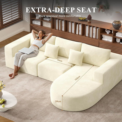 Hawthyhome Ecksofa mit Schlaffunktion, Cordstoff, Beige