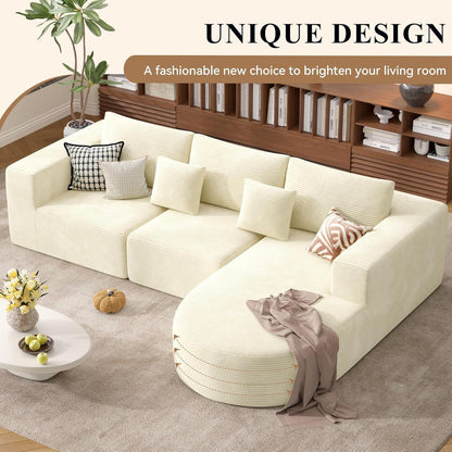 Hawthyhome Ecksofa mit Schlaffunktion, Cordstoff, Beige