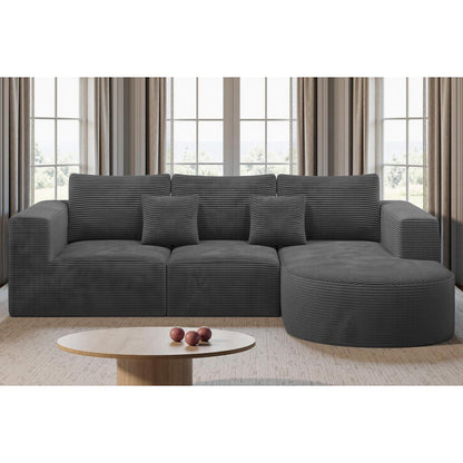 Hawthyhome Ecksofa mit Schlaffunktion, Cordstoff, Grau, Rechts-Chaiselongue