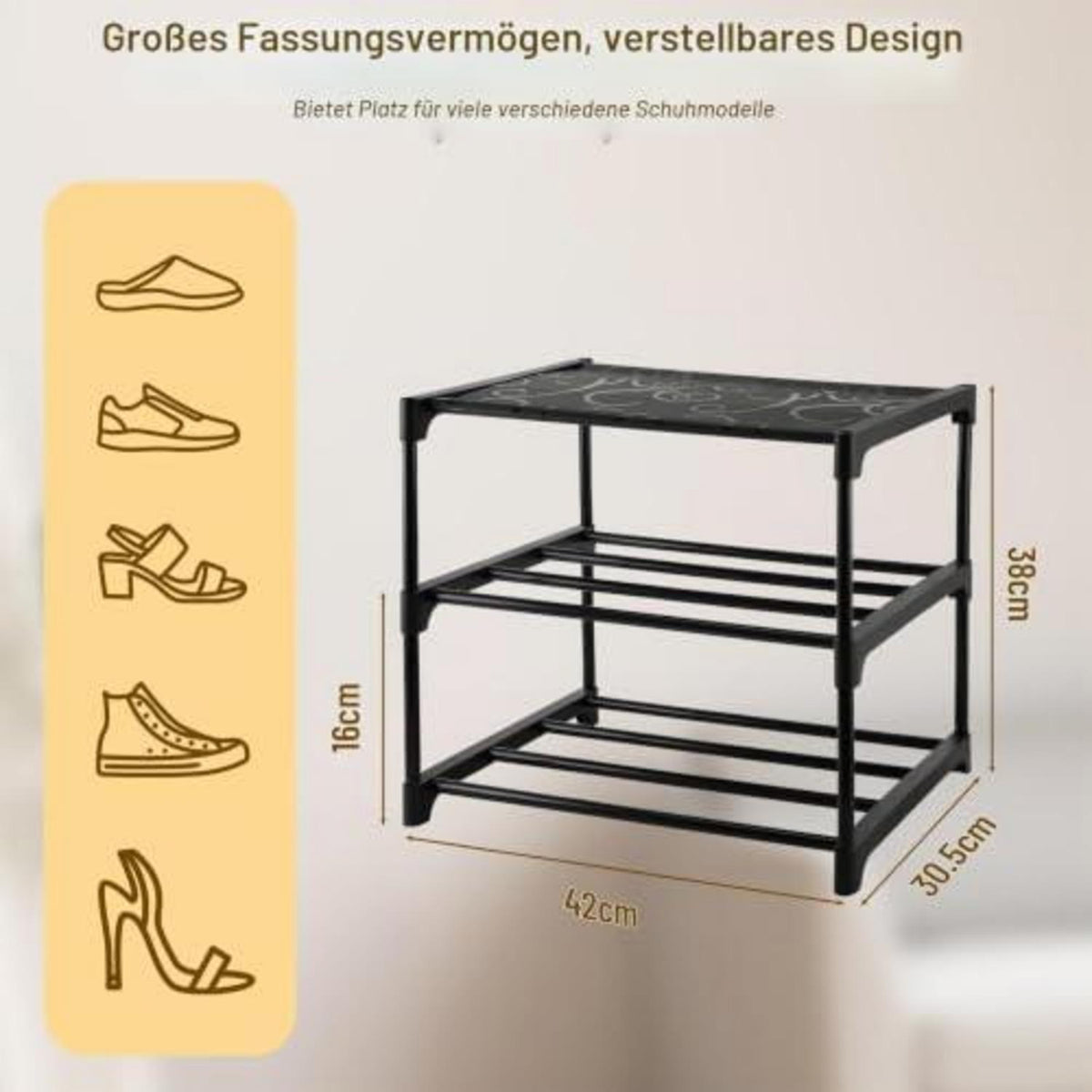 Schuhregal Schmal 3 Ebenen – Platzsparend & Stabil