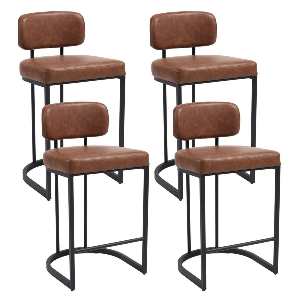 Ya-Home Barhocker 4er Set mit Fußstütze, Braun