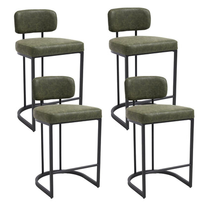 Grüner Barhocker mit Fußstütze – 4er Set, Industriestil