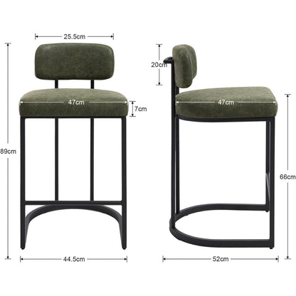 Grüner Barhocker mit Fußstütze – 4er Set, Industriestil