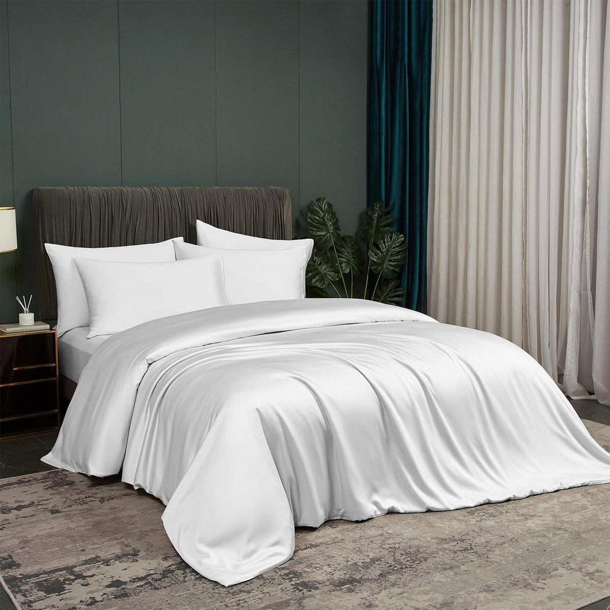 Bambus Bettwäsche Set 220x240 cm - Kühlend & Atmungsaktiv Weiß