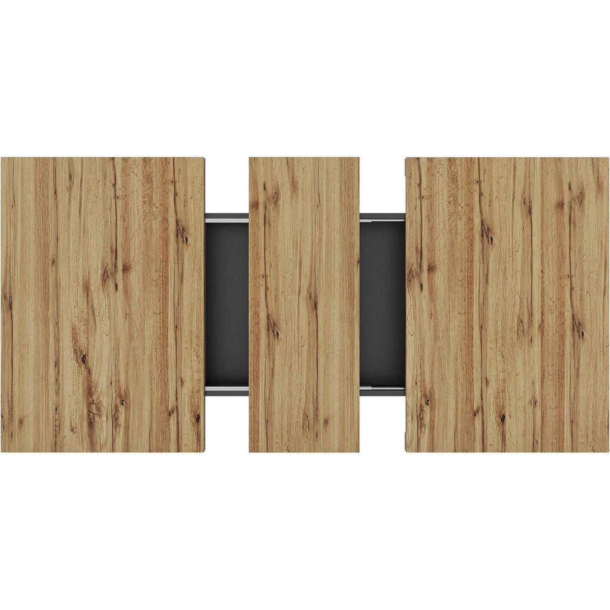 Ausziehbarer Esstisch Holz Schwarz mit Türen & Schubladen (110-140x80cm)