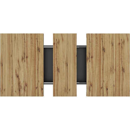 Ausziehbarer Esstisch Holz Schwarz mit Türen & Schubladen (110-140x80cm)