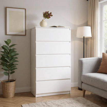 Weiße Kommode mit 5 Schubladen – Moderne Schlafzimmer Möbel