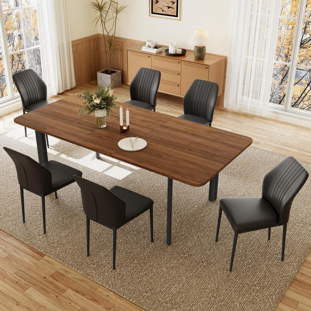 Ausziehbarer Esstisch mit 6 Stühlen – Modernes Esszimmer-Set