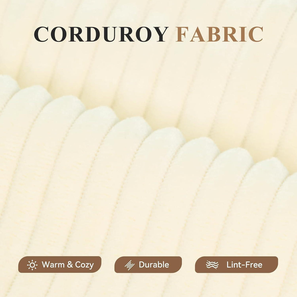 Ecksofa mit Schlaffunktion, rahmenlos, Cordstoff, Beige