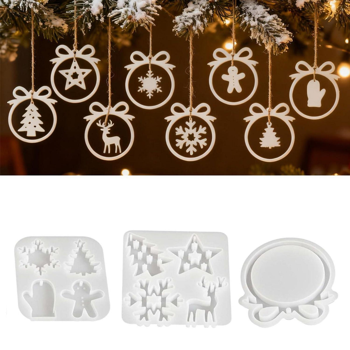 Silikon Gießformen Weihnachten - 3er Set Anhänger Sterne & Co.