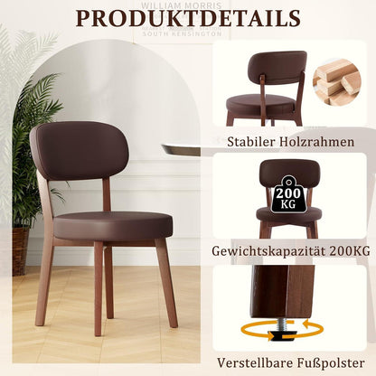 Esszimmerstühle 6er Set, Massivholz Braun in Lederoptik