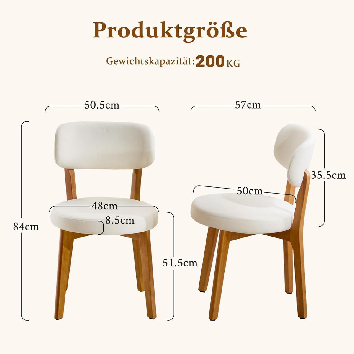 Esszimmerstühle 2er Set mit Leinenbezug & Massivholzbeinen