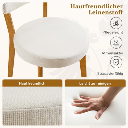 Esszimmerstühle 2er Set mit Leinenbezug & Massivholzbeinen