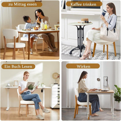 Esszimmerstühle 4er Set mit Leinenbezug & Massivholzbeinen