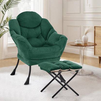 Lazy Chair mit Ottomane – Bequemer Ohrensessel Grün