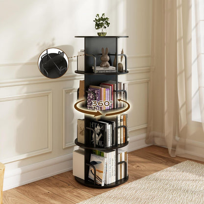 Drehbares Bücherregal Kinderzimmer Holz Schwarz 360°
