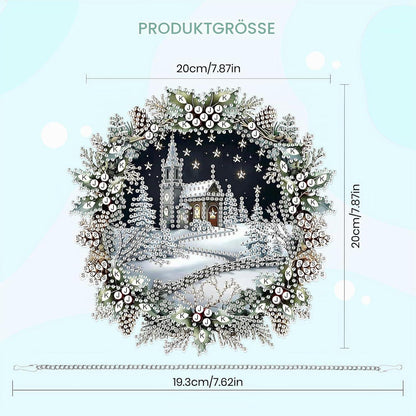 Diamant Painting Winterlandschaft Anhänger mit Kette – DIY Bastelset