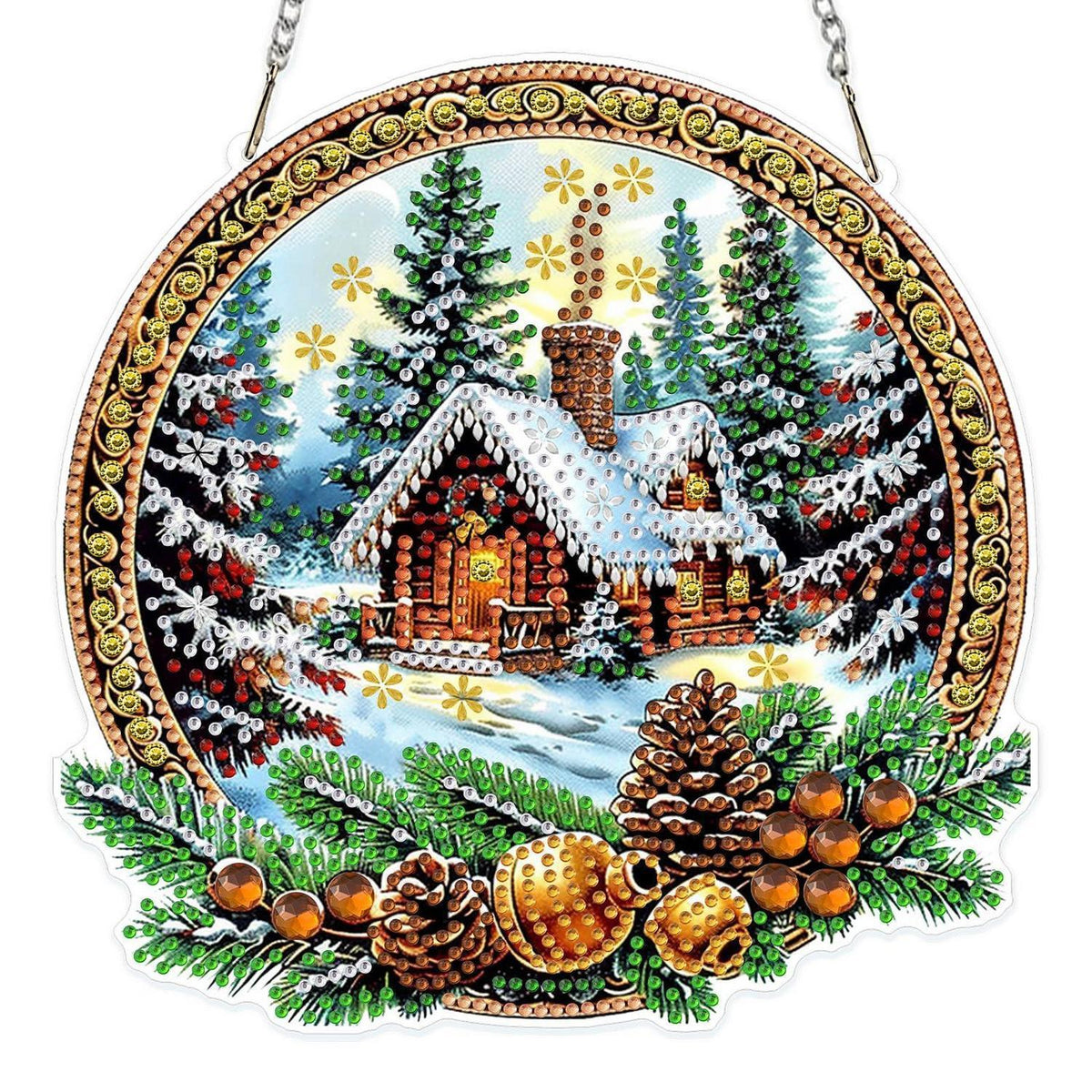 Diamant Painting Winterlandschaft Anhänger mit Kette