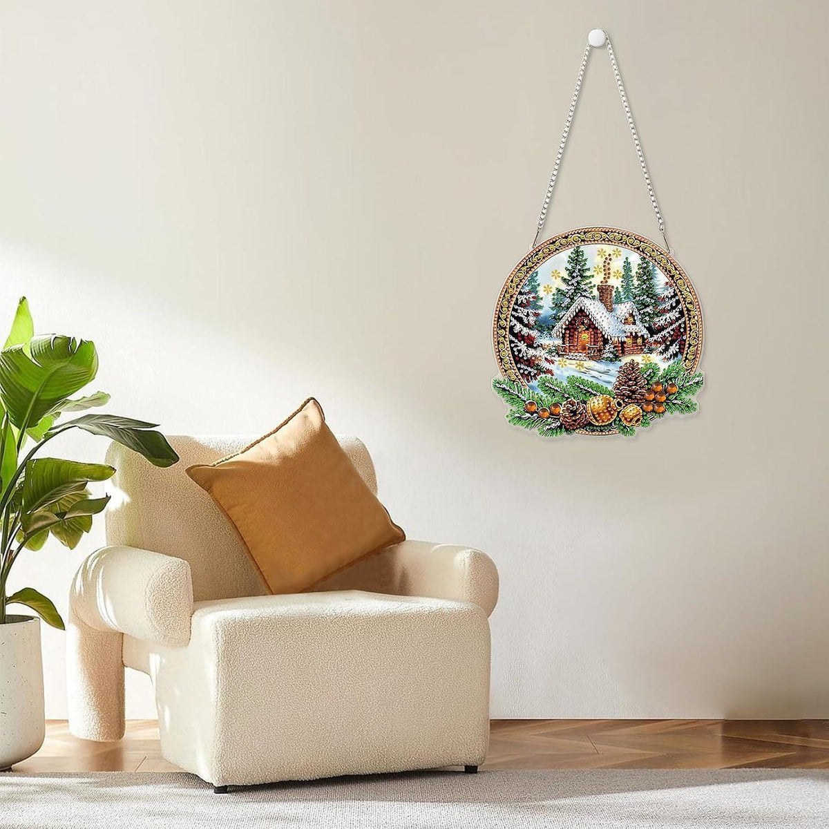 Diamant Painting Winterlandschaft Anhänger mit Kette
