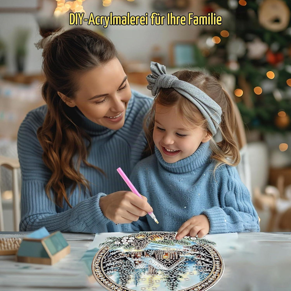 Diamant Painting Winterlandschaft Anhänger mit Kette