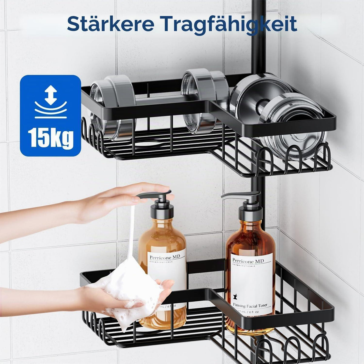 Teleskop Duschregal ohne Bohren – Badablage für die Dusche