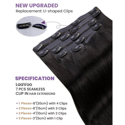 Echthaar Clip-in Extensions Schwarz 50cm - Salon Qualität