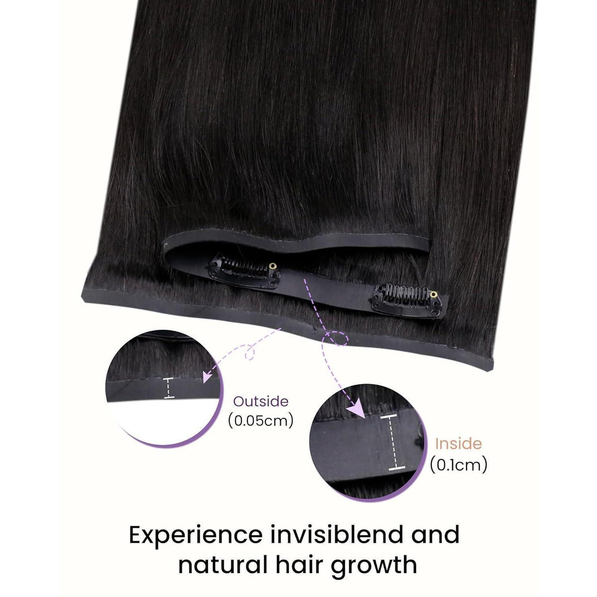 Echthaar Clip-in Extensions Schwarz 50cm - Salon Qualität