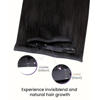 Echthaar Clip-in Extensions Schwarz 50cm - Salon Qualität