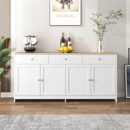 Weißes Sideboard mit 3 Schubladen & 4 Türen – 160x37x75 cm