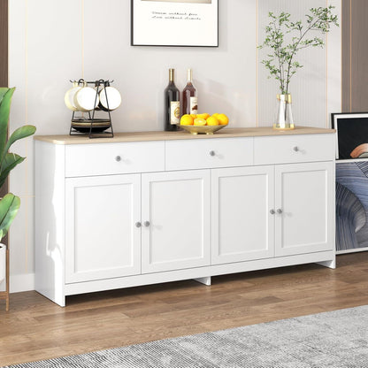 Weißes Sideboard mit 3 Schubladen & 4 Türen – 160x37x75 cm