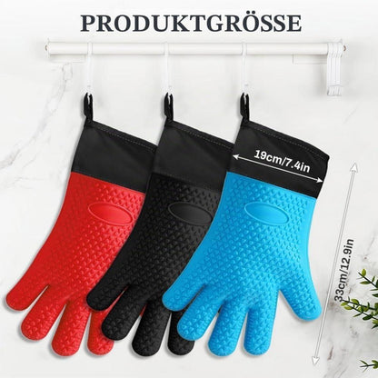 2er Set Ofenhandschuhe Silikon, Hitzebeständig & Rutschfest