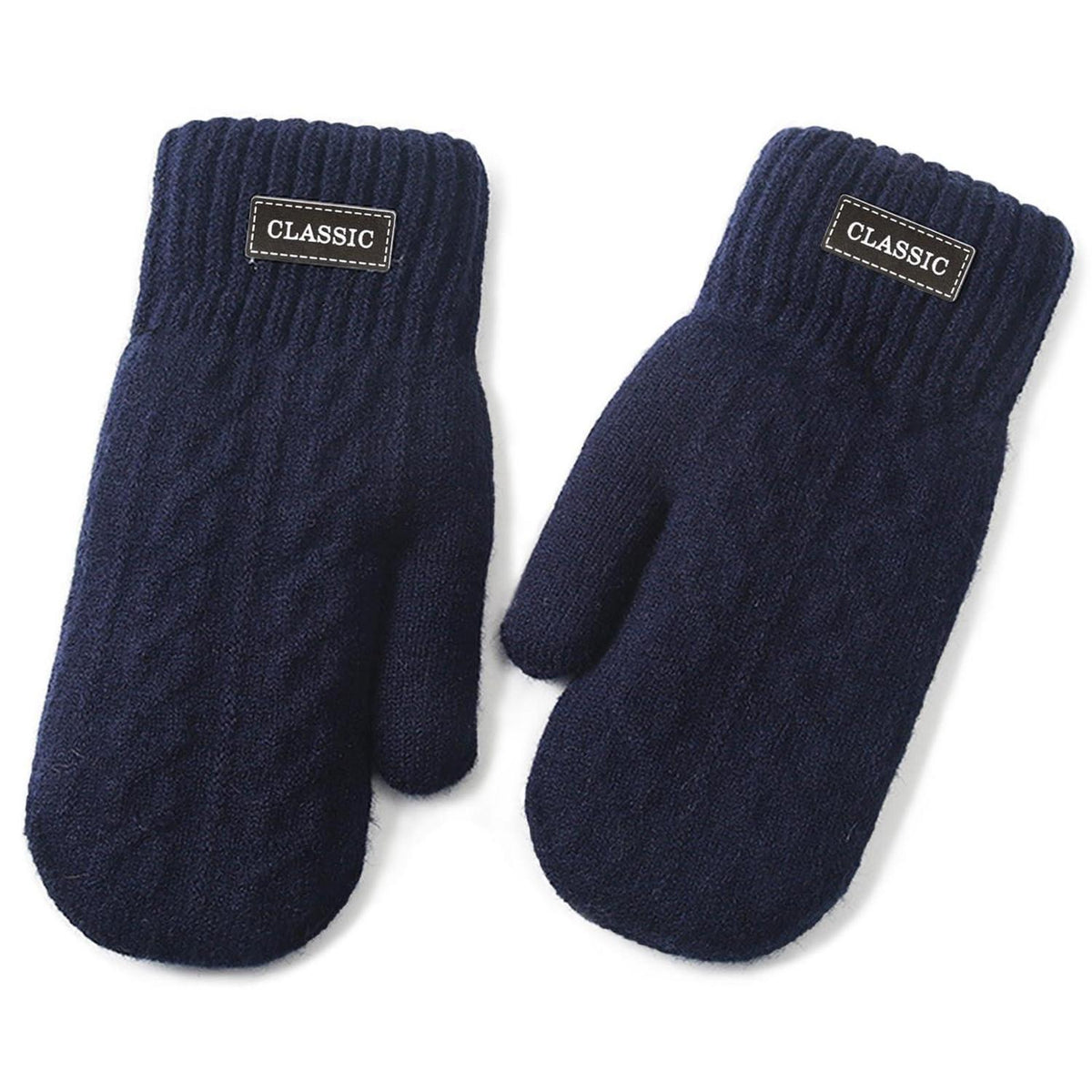 Herren Strick Fäustlinge warm, marineblau