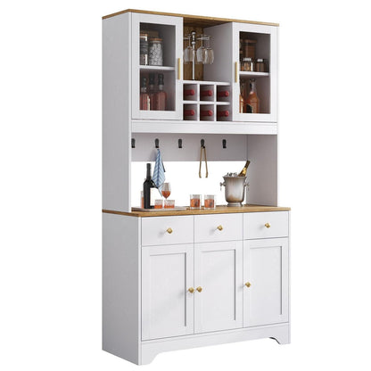 Küchenschrank Weiß & Holz mit Schubladen & Weinregal
