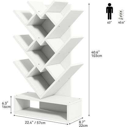 Baum-Bücherregal Weiß – Standregal für Wohnzimmer & Home-Office