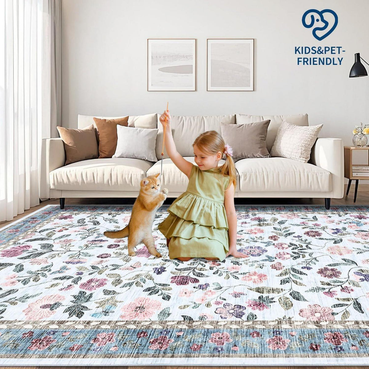 Waschbarer Teppich hellblau 160x230 cm – Rutschfest & Weich