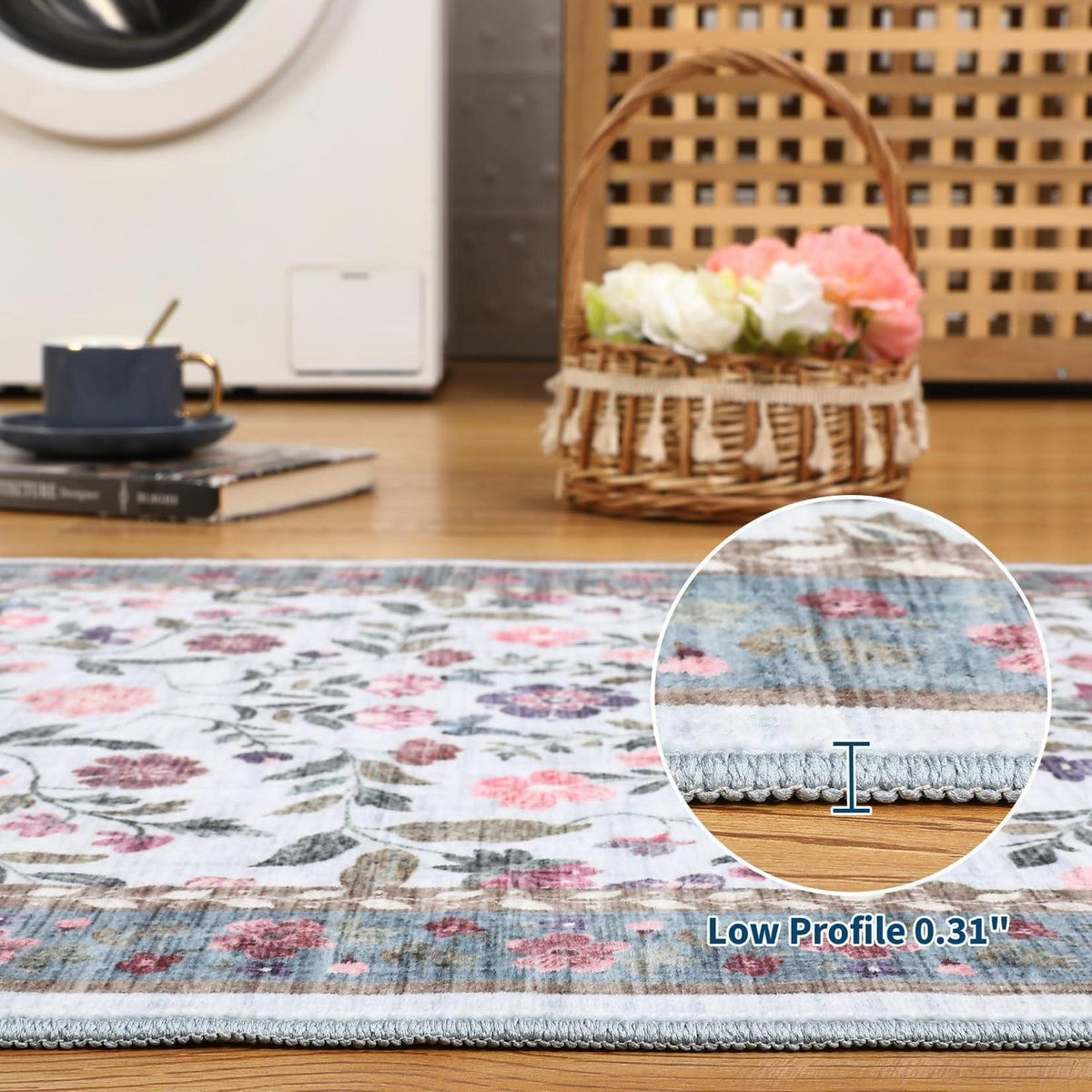 Waschbarer Teppich hellblau 160x230 cm – Rutschfest & Weich