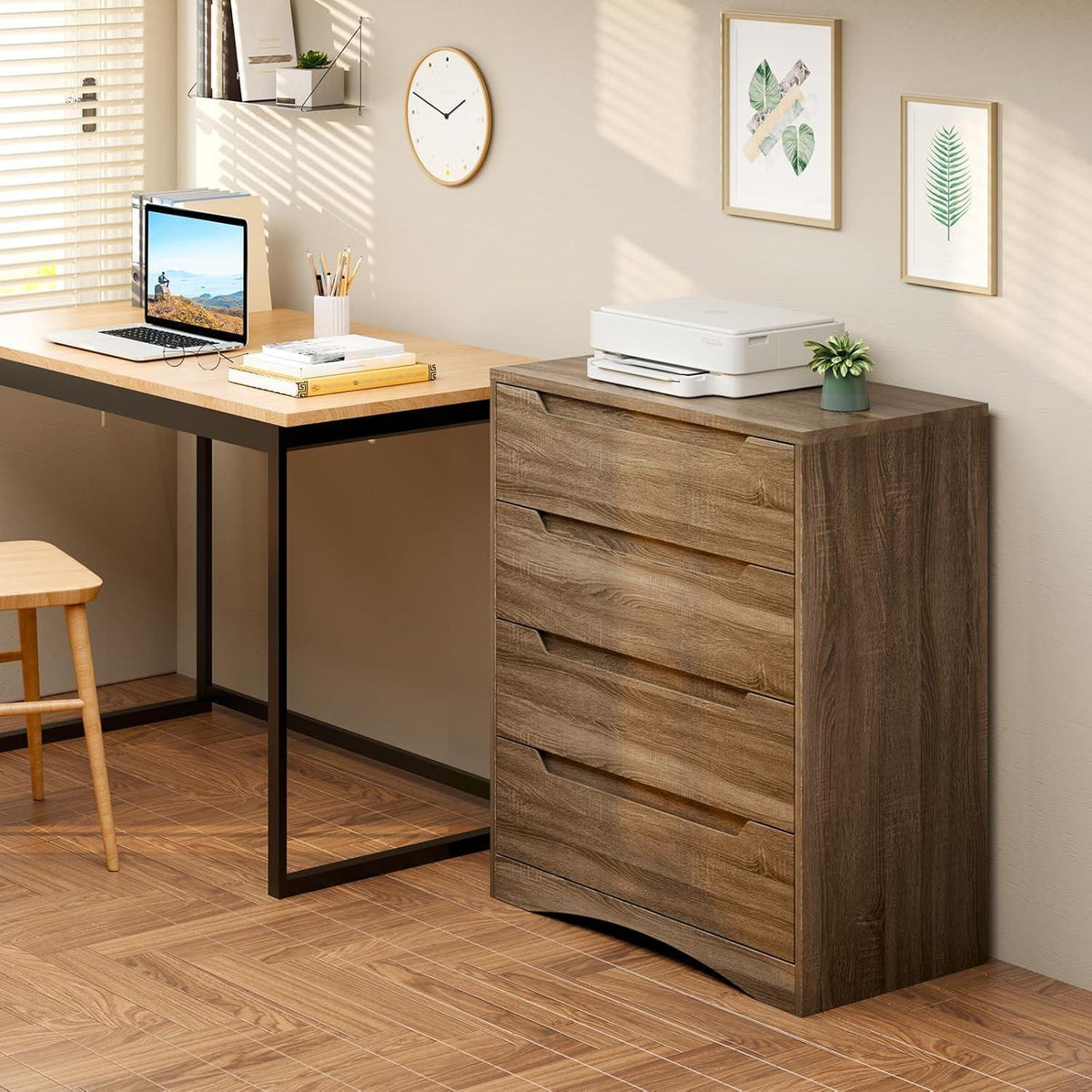 Weißgraue 4-Schubladen-Kommode – Schlafzimmer & Wohnzimmer