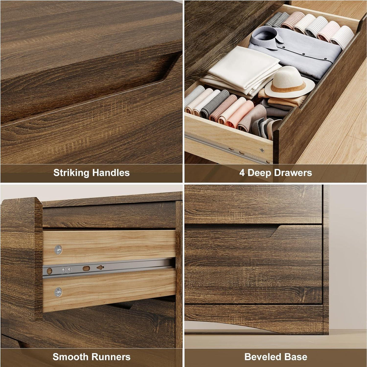 Weißgraue 4-Schubladen-Kommode – Schlafzimmer & Wohnzimmer
