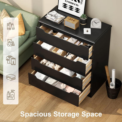 Schwarze Kommode mit 4 Schubladen – Schlafzimmer & Wohnzimmer