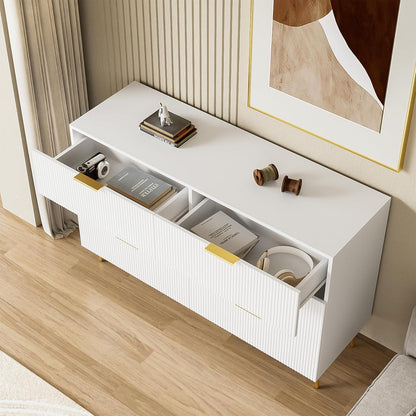 Modernes Sideboard Weiß mit 6 Schubladen & Wellenmuster
