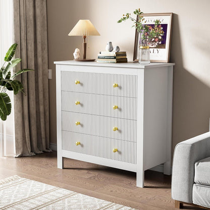 Modernes Sideboard mit 5 Schubladen, Weiß & Gold