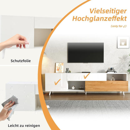 TV Lowboard 180cm Weiß & Natur | Modernes Wohnzimmer Möbel