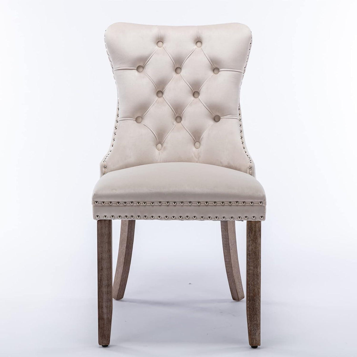Esszimmerstühle Set 4er – Samt, Beige, Gepolstert & Stabil