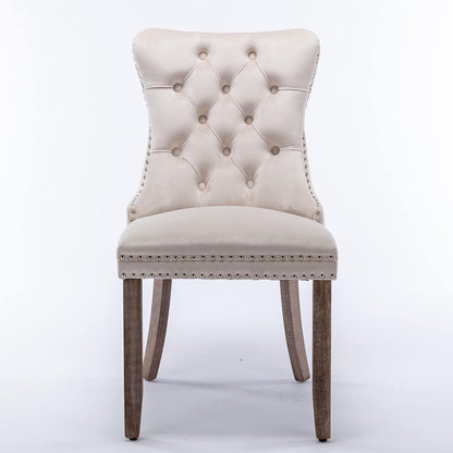 Esszimmerstühle Set 4er – Samt, Beige, Gepolstert & Stabil