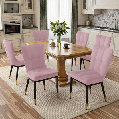 Samt Esszimmerstühle 6er Set – Bequeme Polsterstühle Rosa