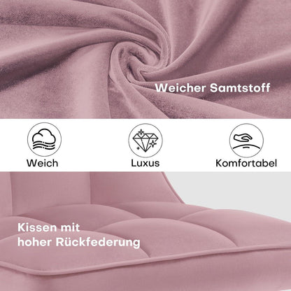 Samt Esszimmerstühle 6er Set – Bequeme Polsterstühle Rosa