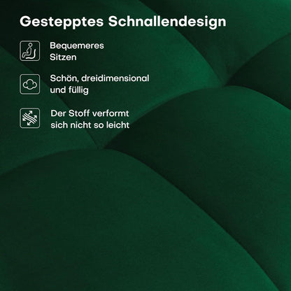 Esszimmerstühle Set 6x Samt Grün, 200KG Belastbar & Komfortabel