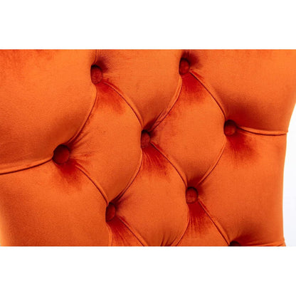 Esszimmerstühle 6er Set Samt, Gepolstert & Nieten Dekor Orange